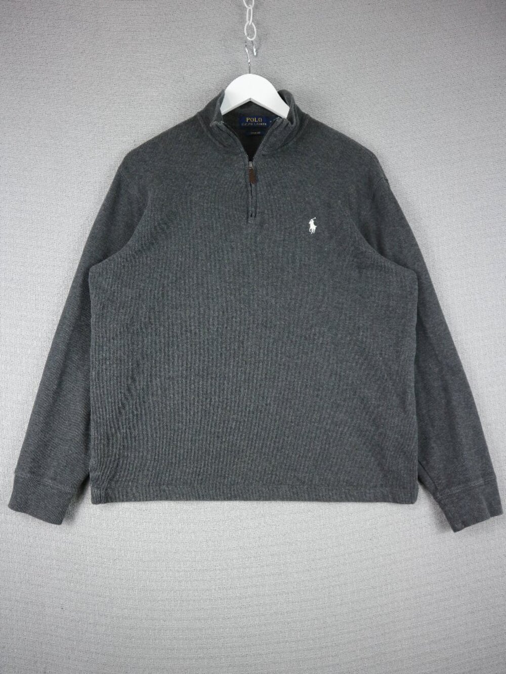 Polo Ralph Lauren Estate Rib 1/4 Quarter Zip Mens Medium Grey